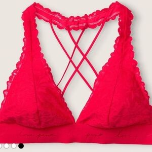 Victoria's Secret Bright Red Lace Bralette with Strappy Back